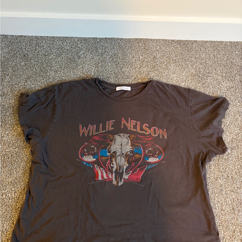 Willie Nelson Graphic Tee - Black with Red & Blue Print